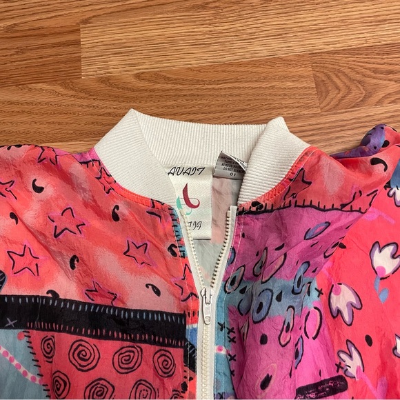 Vintage Avait Sportif Women’s Windbreaker XL Short Jacket 90’s AOP Hip-Hop Rap - Picture 3 of 6